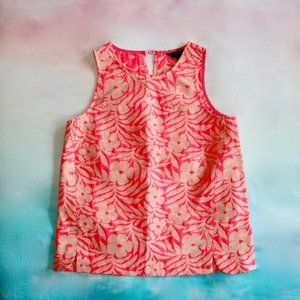 J. Crew Floral Sleeveless Tank Blouse- Neon Pink